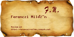 Ferenczi Milán névjegykártya